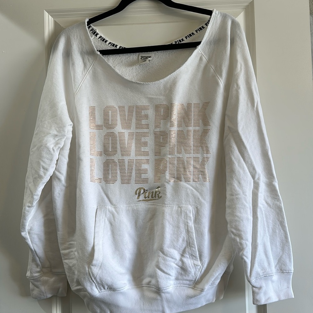 PINK off the shoulder crew neck